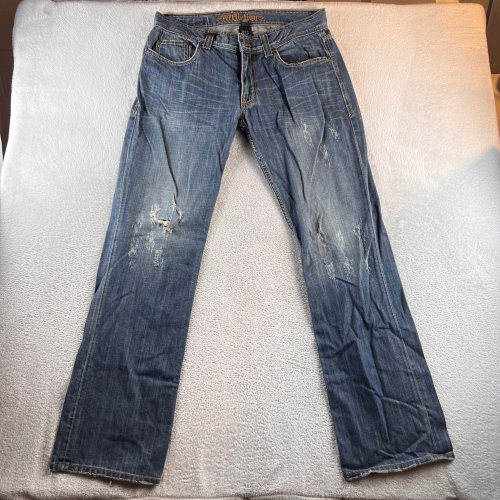 Y2K Affliction Denim Killers Mens 34x34 Distressed Straight Leg Jeans READ